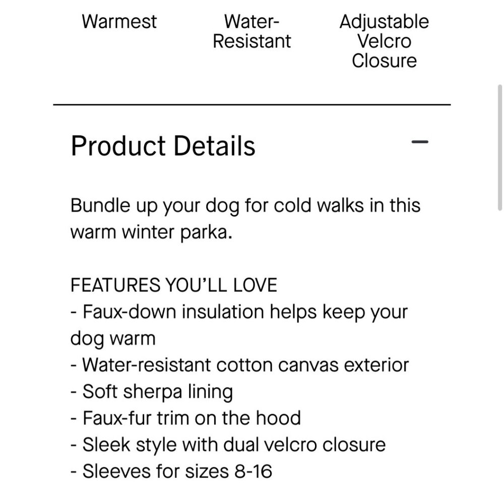 Unopened Canada Pooch Parka - Picture 4 of 7